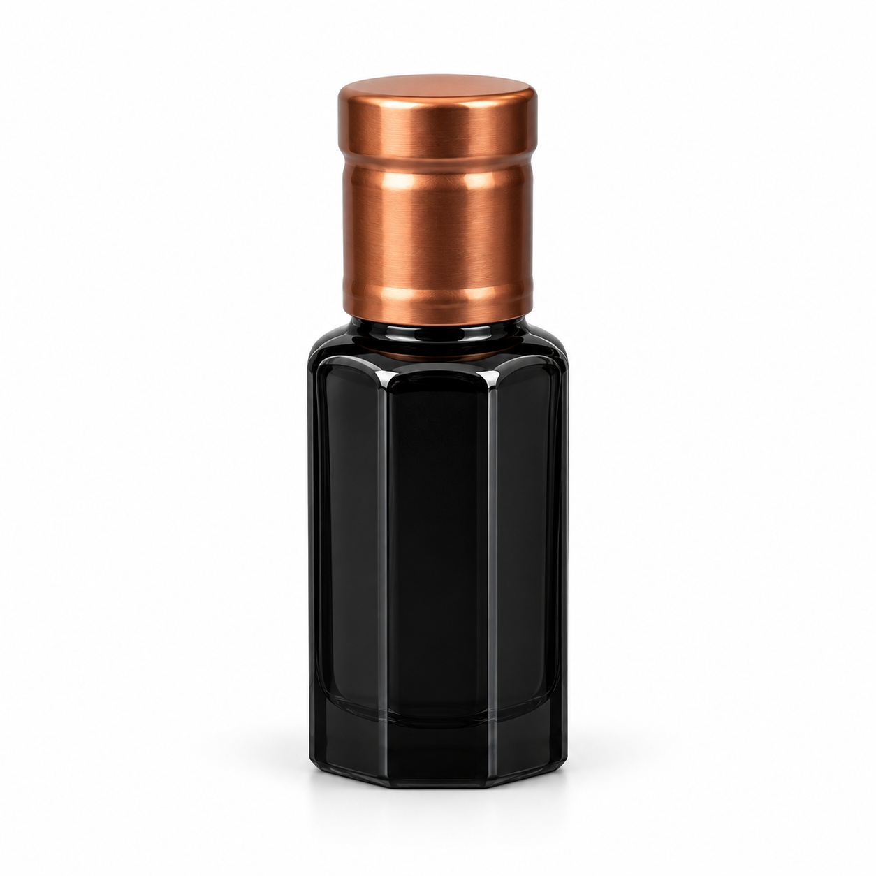 12ml plain black glass roller oil bottle with copper cap – Phase Aromatics wholesale UK