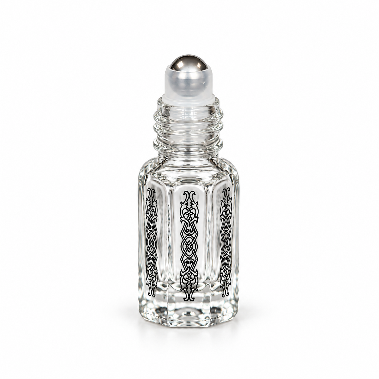 3ml black print empty roller bottle with exposed metal rollerball – Phase Aromatics wholesale UK