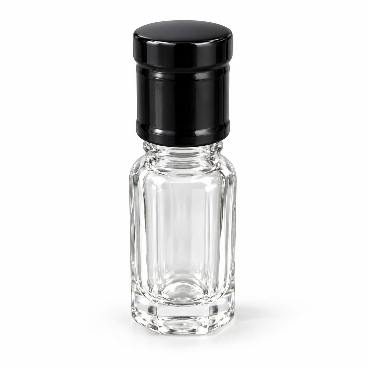 3ml clear glass roller oil bottle with black cap