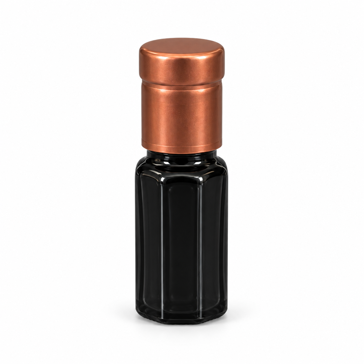 3ml plain black glass roller oil bottle with copper cap