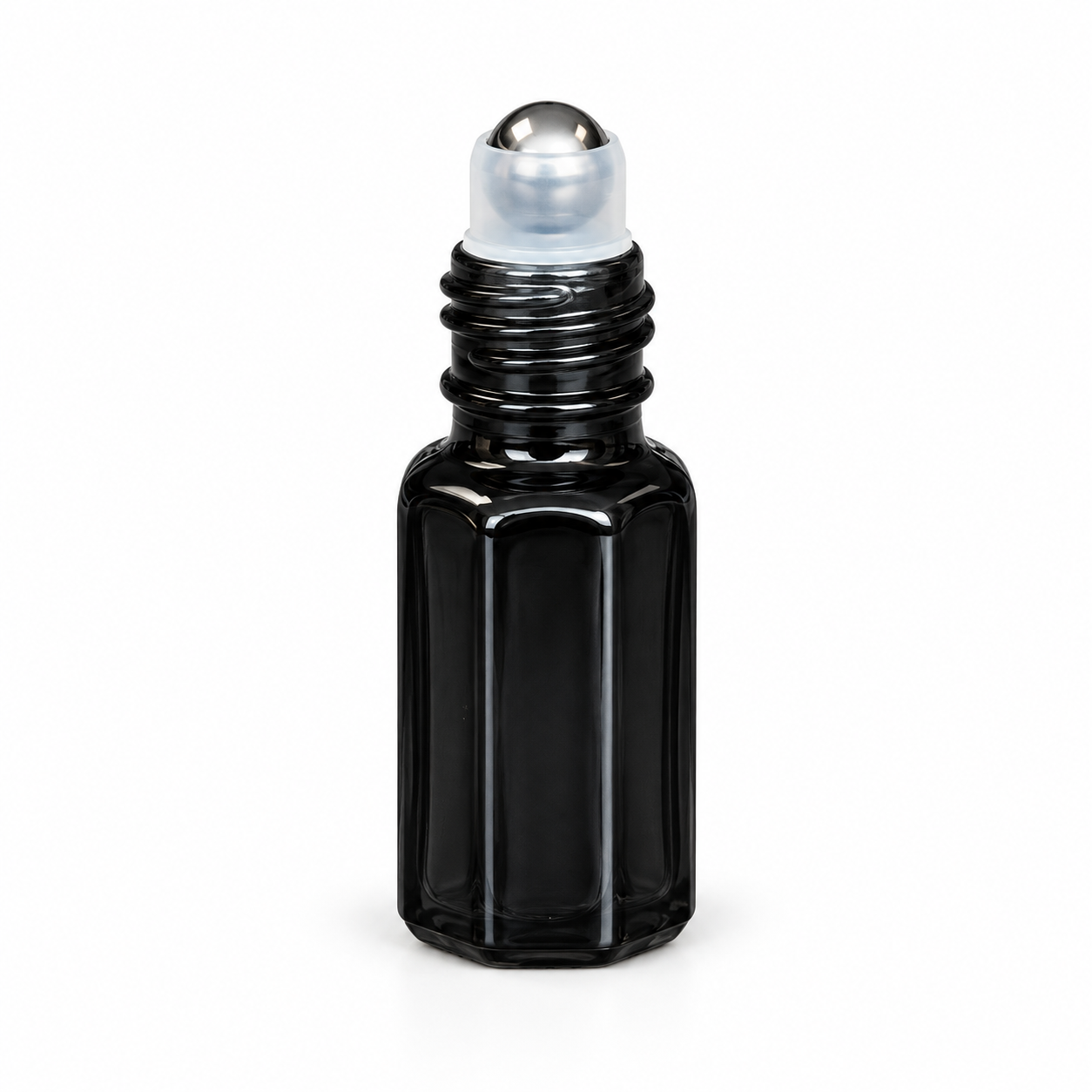 3ml plain black glass roller oil bottle with exposed rollerball