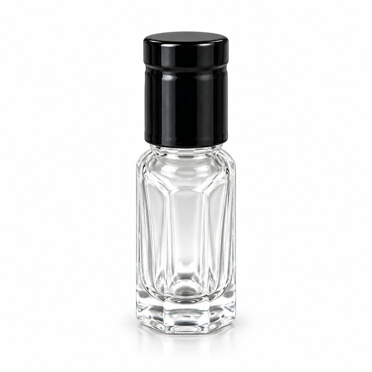 6ml clear glass roller oil bottle with black cap