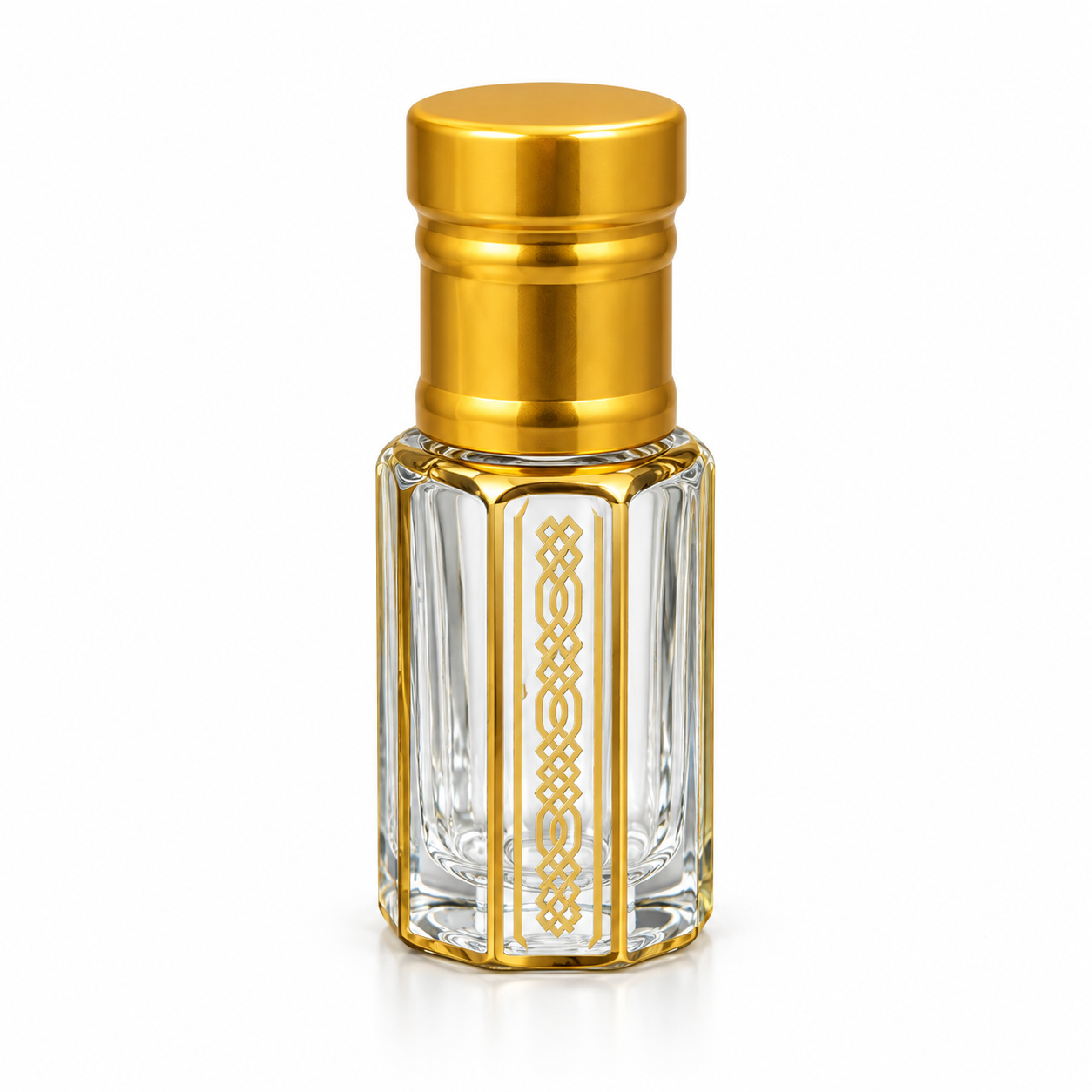 6ml Gold Print D2 glass roller oil bottle with gold cap