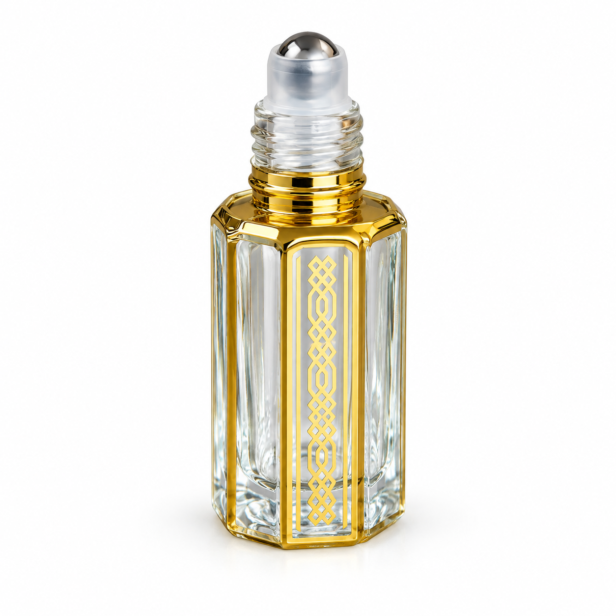 6ml Gold Print D2 glass roller oil bottle with exposed rollerball