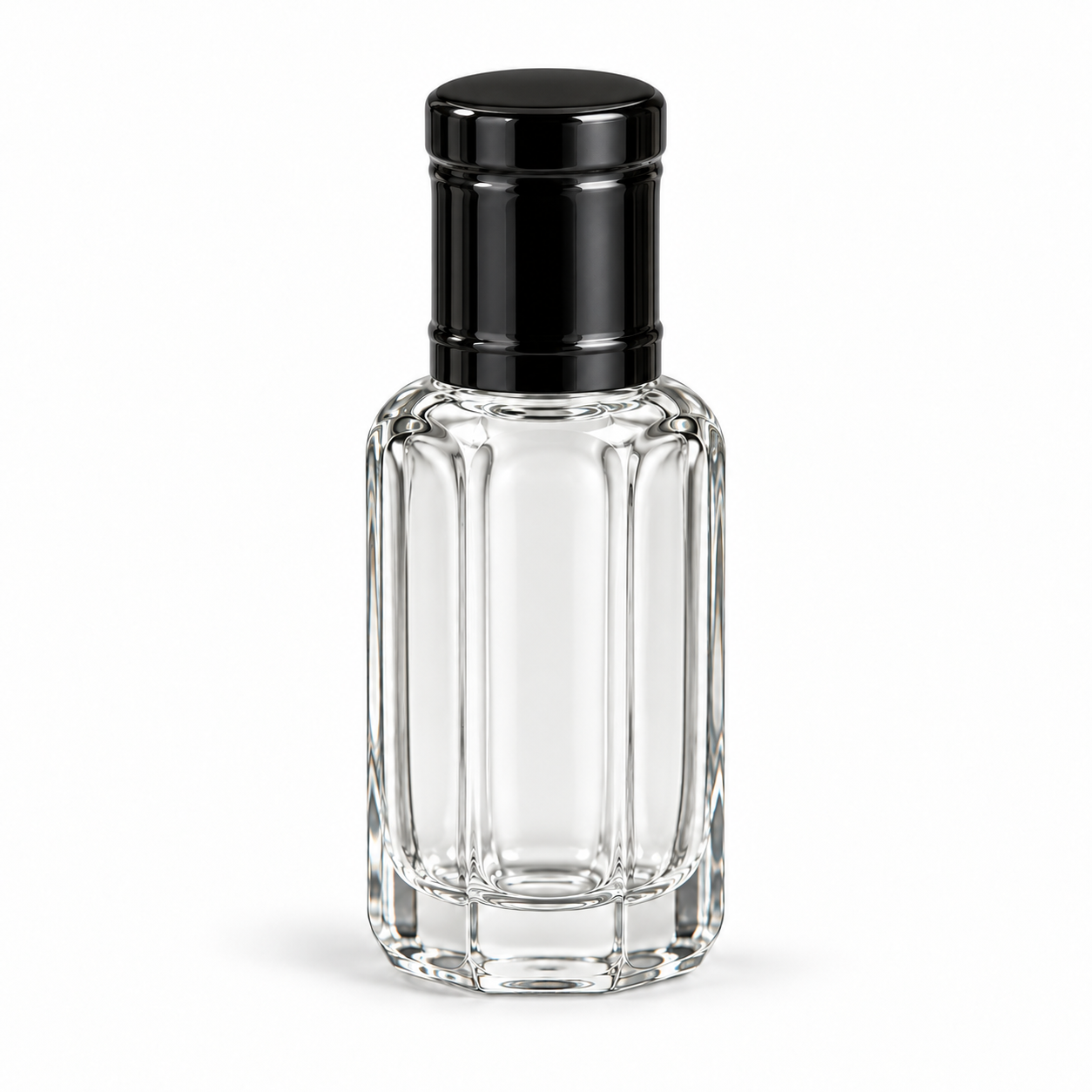 12ml clear empty glass roller oil bottle with black cap wholesale